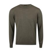 Stenströms Grön Merinoull Crew Neck Sweater Green, Herr