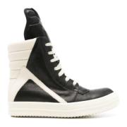 Rick Owens Svarta Läder High Top Sneakers Black, Dam