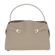 Salvatore Ferragamo Beige läder axelväska med Gancini spänne Beige, Da...