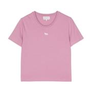 Maison Kitsuné Rosa T-shirt med rävmotiv Pink, Dam