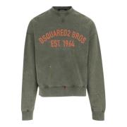 Dsquared2 Logo Bomullströja Crew Neck Green, Herr