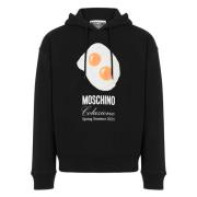 Moschino Svart huvtröja tryck tröja bomull Black, Herr