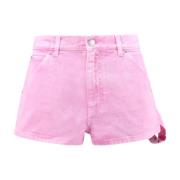 PINKO Denim Love Birds Broderi Shorts Pink, Dam