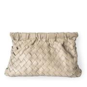 Claramonte Handvävd Taupe Clutch Väska Beige, Dam