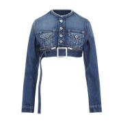 Jean Paul Gaultier Vintage Blue Cropped Denim Jacket Blue, Dam