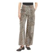 Ganni Leopard Print Cargo Jeans Brown, Dam