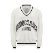 MM6 Maison Margiela Bianco Sweater Ss25 White, Herr