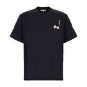 JW Anderson Avslappnad Bomull T-shirt för Män Blue, Herr