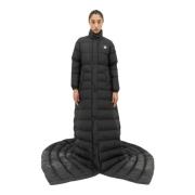 Moncler Quiltad Lång Dunjacka med Avtagbara ärmar Black, Dam