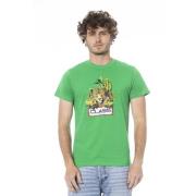 Cavalli Class Enfärgad T-shirt med Logotyptryck Green, Herr