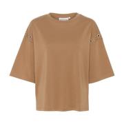 Karen by Simonsen Stilig Tee Top Rostad Kokosnöt Beige, Dam