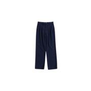 Marine Serre Navy Blue Jacquard Straight-Leg Byxor Blue, Herr