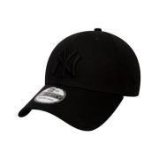 New Era Svart Yankees Logo Broderad Böjd Skärm Keps Black, Herr