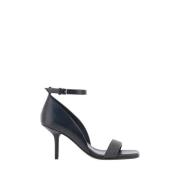 Brunello Cucinelli Almond Toe Leather Sandals Black, Dam