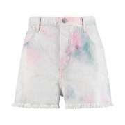 Isabel Marant Tie Dye Denim Shorts Med Fransar White, Dam