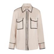 RUE de Femme Modern Louanne Skjorta med Kontrastdetaljer Beige, Dam