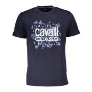 Cavalli Class Blå T-shirt med korta ärmar och logotyp Blue, Herr