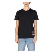 Moschino Svart Tryck Kortärmad T-shirt Black, Herr