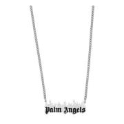 Palm Angels Halsband med logohänge Gray, Herr