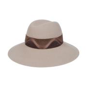 Borsalino Brun ull/kashmir hatt med logoband Multicolor, Dam