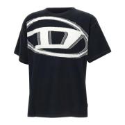 Diesel Svart Bomull T-shirt med Logga Black, Herr