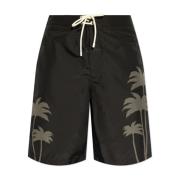 Palm Angels Badshorts med tryck Black, Herr