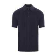 Brunello Cucinelli Blå Polo T-shirt med Ribbed Detaljer Blue, Herr