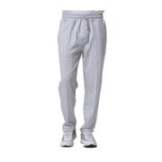 Eleventy Grårandiga Sweatpants Casual Dragsko Byxor Gray, Herr