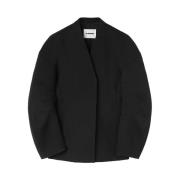 Jil Sander Svart Ullblandning Oversize Kappa Black, Dam