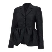 Rotate Birger Christensen Svart Jacquard Draperad Blazer Black, Dam