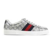 Gucci Lurex Sneakers i Beige Blå Silver Beige, Herr