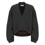 The Attico Svart Bomull V-ringad Sweatshirt Black, Dam