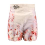 Zimmermann Shorts i silkeblandning med blommigt tryck Pink, Dam