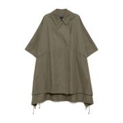 Yohji Yamamoto Cape Coat för stiligt vinterutseende Green, Dam