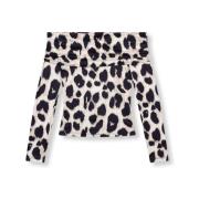 Refined Department Off-shoulder topp med leopardtryck Multicolor, Dam