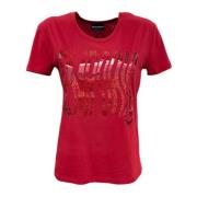 Emporio Armani Röd T-shirt med Glitterlogo och Korta ärmar Red, Dam