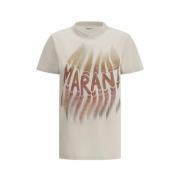 Isabel Marant Étoile Zoeline T-shirt med Maxi Print Beige, Dam