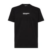 Dsquared2 Svart Logotyp Bomull T-shirt Crew Neck Black, Herr