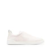 Ermenegildo Zegna Off-White Läder Sneakers Triple Stitch Beige, Herr