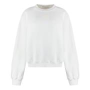 Alexander Wang Räfflad Bomull Crew-Neck Sweatshirt White, Dam