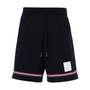 Thom Browne Blå Jersey Shorts med Logo Patch Blue, Herr