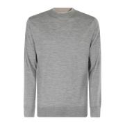 Eleventy Tipping Crew Neck Sweater Gray, Herr