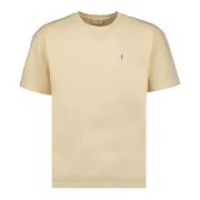 Saint Laurent Kortärmad bomull T-shirt med rund hals Beige, Herr