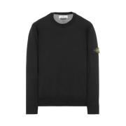 Stone Island Svart Lättvikts Ulltröja Black, Herr