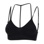 Andrea Adamo Svart Ribbad Bralette med V-ringning Black, Dam