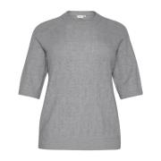 Kaffe Curve Grå Melange Stickad Pullover Tröja Gray, Dam