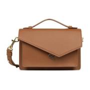 Lancaster Elegant Flap Handväska med Spänne Brown, Dam