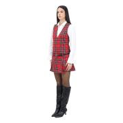 ViCOLO Kort röd tartan klänning modern design Multicolor, Dam