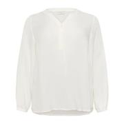 Kaffe Curve Elegant V-Ringad Blus i Krita White, Dam