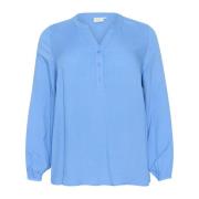 Kaffe Curve Flow V-Ringad Blus Blue, Dam